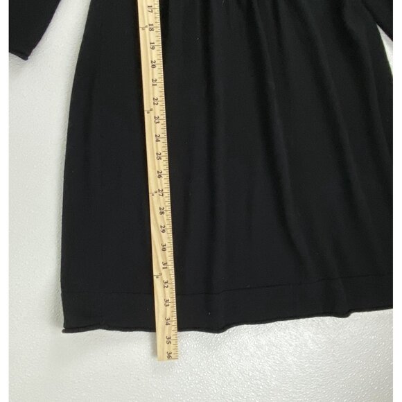 VTG Large Boho Fairy Babydoll Preppy Black Feather Embellished Merino Wool Dress - Picture 9 of 10